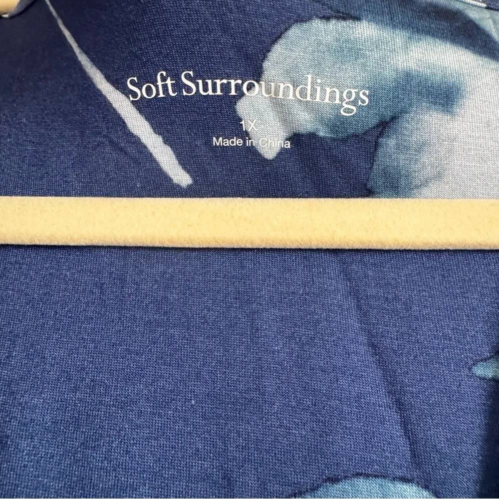 SOFT SURROUNDINGS NWT Hyannis Navy Floral Rose Casual Dress Size 1X Women’s - Picture 3 of 6